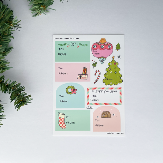 Holiday Gift Tag Sticker Sheet - Fun & Festive