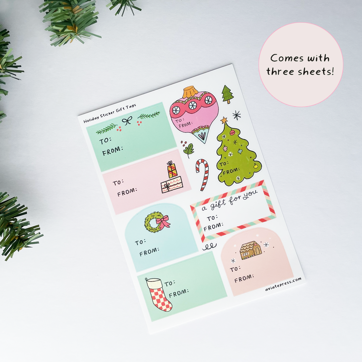 Holiday Gift Tag Sticker Sheet - Fun & Festive