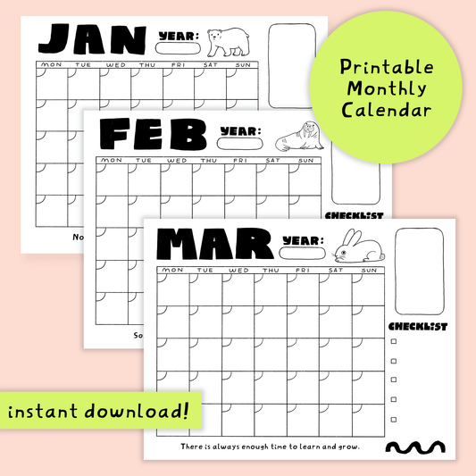 Black & White Calendar Download