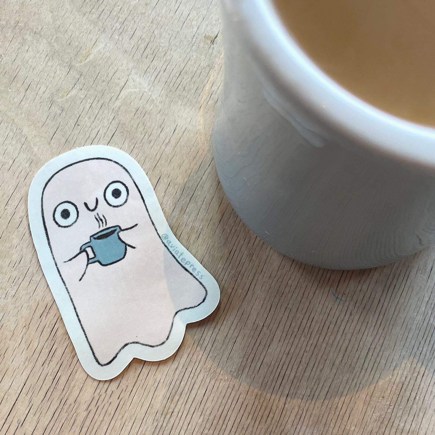 Ghost with Coffee Sticker