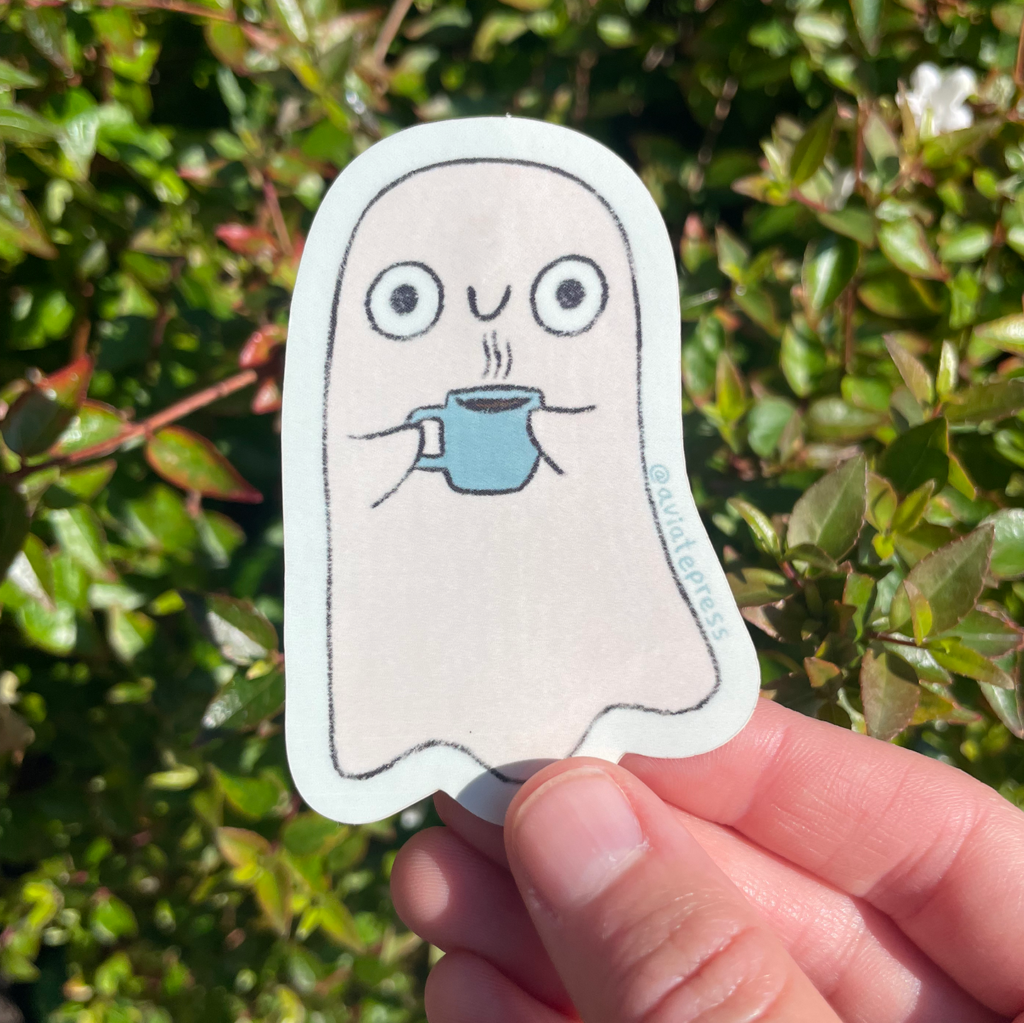 Ghost with Coffee Sticker