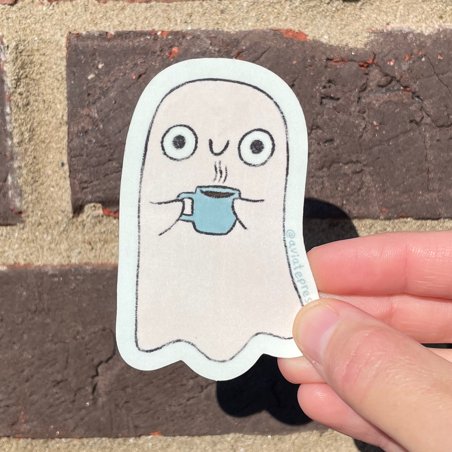 Ghost with Coffee Sticker